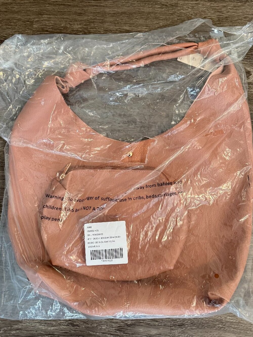 NWT Anthropologie Love Knot Slouchy Bag + Removable Pouch - Mauve